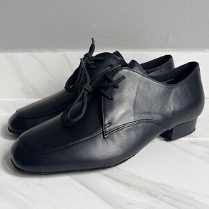 Capezio Mens Ben Black Leather Ballroom Dance Shoes Oxford Lace Up Size 8.5M